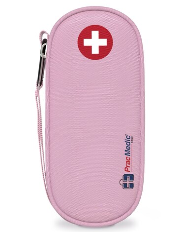 PracMedic Bags EpiPen Carry Case- Insulated Compact Epi Pens Carrying Case holds 2 Epipens or Auvi-Q, Inhaler, Antihistamine Meds for Immediate Access to Allergy Medications During Emergencies (Pink)