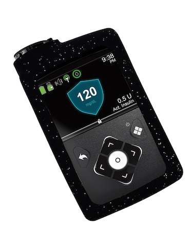 Premium Glitter Silicone Cover Soft Case for Medtronic Insulin Pumps (MiniMed 630G MiniMed 640G MiniMed 650G MiniMed 670G MiniMed 770G MiniMed 780G) (Black)