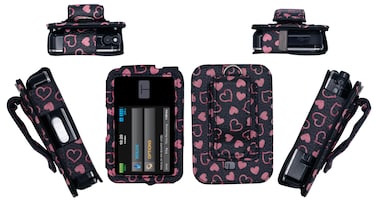Premium Patterned Holster (with Belt Clip/Metal Loop/Lanyard) for Tandem Diabetes Care Insulin Pump T:Slim X2 (All Models) (Black-Sweetheart-B)