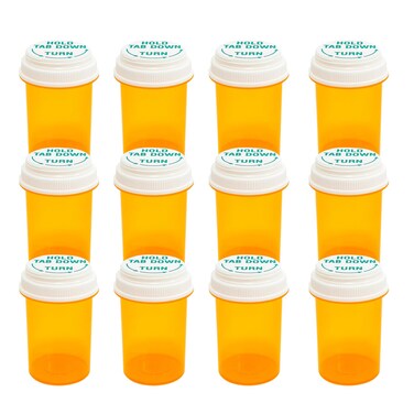 Prescription Reversible Thumb Tab Vials,Pill Bottles with Child Resistant Cap,Empty Medicine Bottles with Caps,Medicine Container for Personal Medication &amp; Pharmacy.(30dram,12pcs)