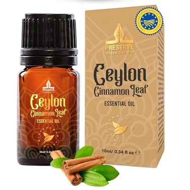 Pure Ceylon Cinnamon Leaf Essential Oil, GI Certified G2/76/340, 100% Ceylon True Cinnamon Oil, Undiluted Therapeutic Grade for Aromatherapy, Diffuser, Fragrance, Food, 10ml (0.34oz)