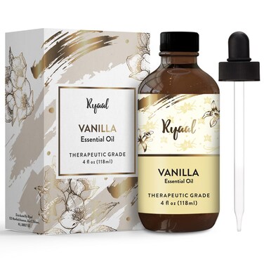 Pure Vanilla Essential Oil for Aromatherapy Diffuser Massage Fragrance DIY Candle Soap Making, Natural &amp; Undiluted Oil, Long Lasting Scent, Premium Grade with Glass Dropper, 4 Fl Oz