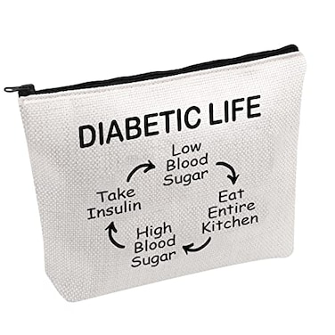 PWHAOO Diabetes Support Zipper Pouch Bag Diabetic Life Cosmetic Bag Diabetes Awareness Cosmetic Bag Fight Diabetes Gift (DIABETIC LIFE B)