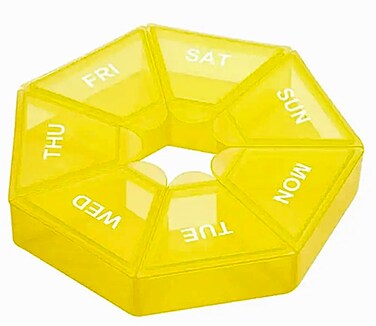 QUANTUM LEAP Weekly Pill Organizer (Yellow), 1 Count (Pack of 1)