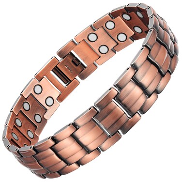 RainSo Mens Copper Double Row Magnetic Therapy Bracelets for Arthritis Wristband Adjustable