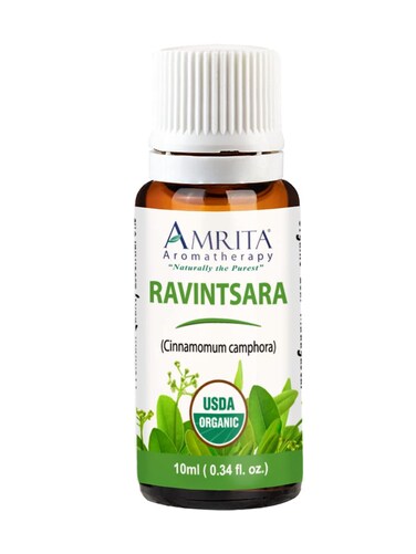 Ravintsara (Cinnamomum camphora) Essential Oil, 100% Pure Undiluted Cinnamomum Camphora, Premium Aromatherapy Oil, Tested and Verified, USDA Organic, 10ml