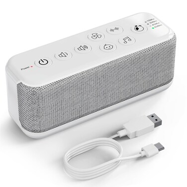 Raynic White Noise Machine, 42 Soothing Sounds Noise Machine, Rechargeable Battery Sound Machine with 8 Volumes, 5 Timers, Type-C Port, Headphone Jack for Baby, Adult, Home, Travel, Office