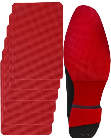 Red Bottom Shoe Protector Compatible with Christian Louboutin Shoes,Self-Adhesive Sole Guard to Protect &amp; Restore Shoe Bottoms,Anti-Slip Replacement for High Heels (8"x4",Texture Face 6Pcs)