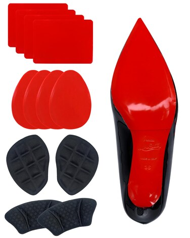 Red Bottom Shoe Sole Protector Compatible with Christian Louboutin Shoes,Shoe Grips on Bottom of Shoes,Heel Grip and Metatarsal Pads for Women Loose Shoe (Small Foot Pads 6 Pairs)