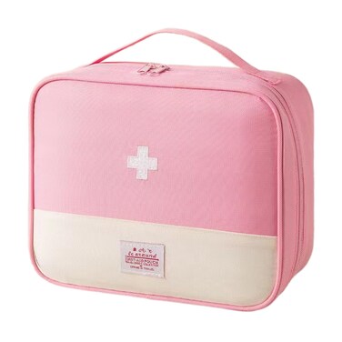 Red First Aid Bag Empty 1st Aid Bag Medical Travel Case First Responder Emergency Storage Compact Medicine Bags for Car Home Office Kitchen Sport Outdoors (Pink)