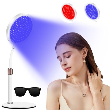 Red Light Therapy for face and Body, 100LEDs Red and Blue Light Device, 415nm &amp; 660nm &amp;850nm Infrared Light Therapy for Home/Office, Height Adjustable &amp; Angle Adjustable &amp; Timer