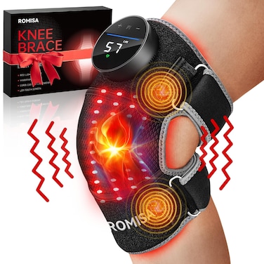 Red Light Therapy Knee Brace&amp;Vibration Knee Massage for Pain Relief, 660nm&amp;850nm Rechargeable Near Infrared Light Therapy Device for Knee/Elbow/Shoulder Faster Recovery for Cordless Use