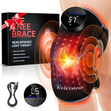 Red Light Therapy Knee Brace, Vibration Knee Massage with Extension Band, Wireless Rechargeable Controller,660nm and 850nm Near Infrared Light Therapy Device for Knee/Elbow/Shoulder Pain Relief