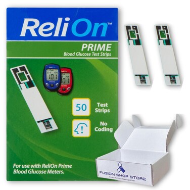 Relion Test Strips - Prime and Platinum Diabetes Glucose Meter 50 Counts (Pack of 1), Boxed by Fusion Shop Store