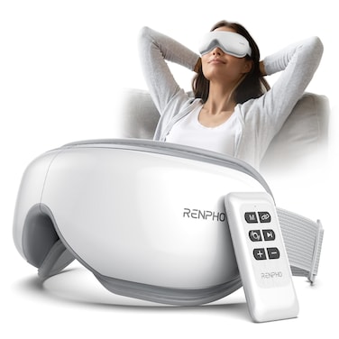 RENPHO Eye Massager with Remote, Heat, Compression, Eyeris 1 Sleep Mask FSA HSA, Mothers Day Birthday Gifts for Women, Headache Massager Scalp for Eye Strain Relief, Migraine Relief, Reduce Stye Eye