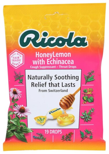 Ricola Honeylemon with Echinacea Cough Suppressant Throat Drop 19 Count (4 Pack)