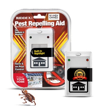 RIDDEX Plus Insect Repellent   Plug in, Mouse Deterrent - Pest Control for Defense Against Rats, Mice, Roaches, Bugs and Insects   Control Pests with No Toxins   White