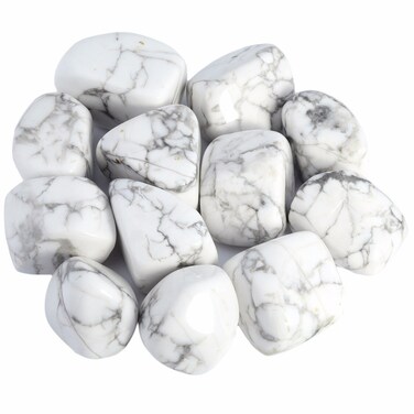 Rockcloud 1 lb Tumbled Polished Stones Gemstone Supplies for Wicca,Reiki,Healing Crystal,White Howlite Turquoise