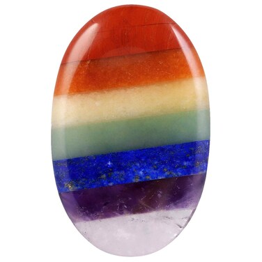 Rockcloud 1 PC 7 Chakra Thumb Stone Pocket Palm Stone Healing Crystals Energy Rock