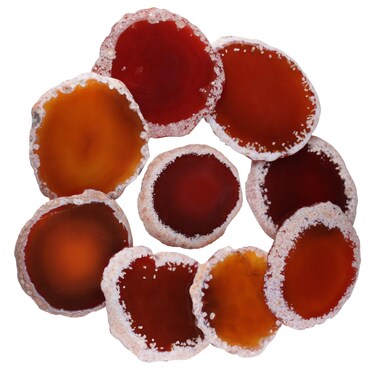 Rockcloud 10 Pcs Agate Light Table Slices, Healing Crystals Geode Stones,Irregular Home Decoration Jewelry Making, Round, Red
