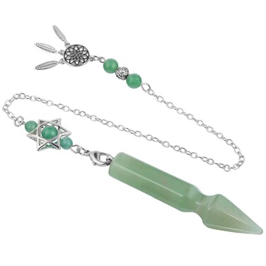 Rockcloud Arrow Shape Crystal Stone Pendant Pendulum for Dowsing Divination Chakra Reiki Healing Meditation, Green Aventurine