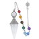 Rockcloud Natural Rock Quartz Crystal Pointed Pendulum with 7 Chakra Stone Beads Chain, 6 Facet Reiki Chakra Pendant for Divination Dowsing