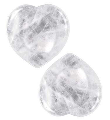 Rockcloud Pack of 2 Rock Crystal Thumb Worry Stone for Anxiety, Healing Crystal Pocket Palm Stone, Heart Shape