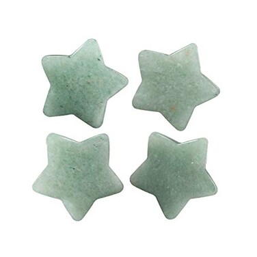 Rockcloud Pack of 4 Healing Crystals Star Shape Worry Stones Pocket Stone Hand Carved Ornamant Home Decoration, Green Aventurine