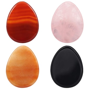 Rockcloud Worry Stone,Thumb Palm Stones for Anxiety, Healing Crystal,Water Drop Shape, Pack of 4