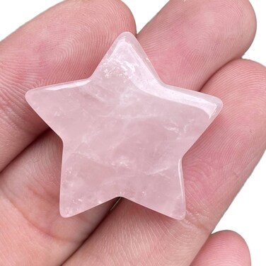 Rose Quartz Crystal Star Chakra Stones for Reiki Healing Yoga Balance Meditation Polished Mini Pocket Palm Stone 1 Inch (30mm)