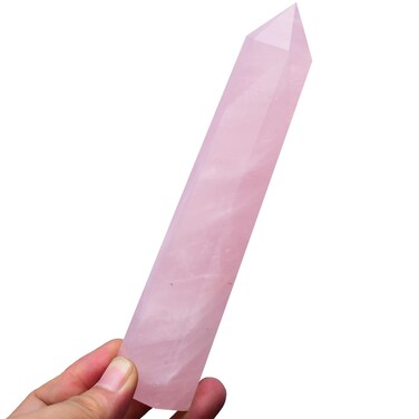 Rose Quartz Towers Crystal Stone Obelisk 6 Faceted Healing Crystal Stone Point Wand for Meditation Gift 0.8-1.1 Pounds