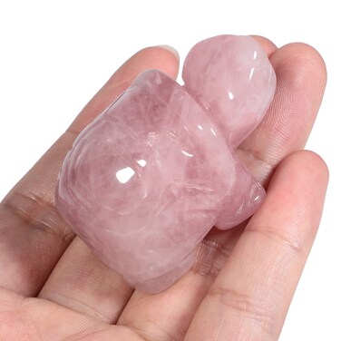 Rose Quartz Turtle Crystal Statue, 2 Inches Natural Palm Healing Stone Carved Figurine Home Decor