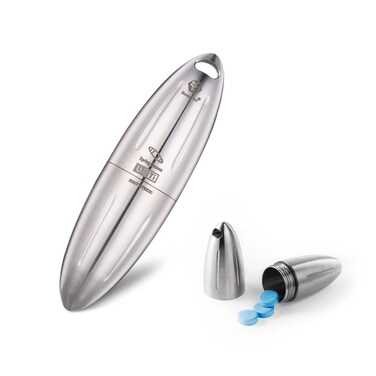 RovyVon Pill Holder U7, Titanium Mini Portable Pill Case, Waterproof Keychain Bottle Holder for Travel Purse Outdoor Camping, Hiking