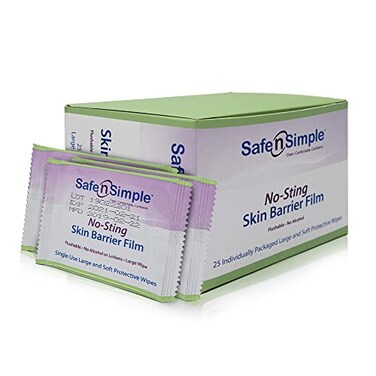 Safe n' Simple No Sting Skin Prep Barrier Wipes - 25 Individual Ostomy Barrier Film Wipes - Skin Prep Protective Wipes - Bandage Medical for Skin