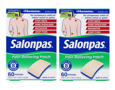 Salonpas Pain Relieving Patch, Extra Strength Topical Analgesic, 60 Ct (Pack of 2)
