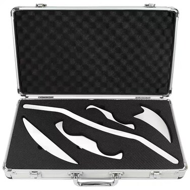 Scar Tissue Massage Muscle Scraper IASTM Tool Physical Therapy Stainless Steel Scraping Massager Tools for Face, Neck, Back &amp; Legs with 5 Pieces Set 1