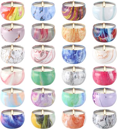 Scented Candles Gifts Set 24 Pack Soy Wax Travel Tin Jar Candles for Home 2.5 OZ Scented for Mom for Christmas, Birthday, Thanksgiving, Mother's Day