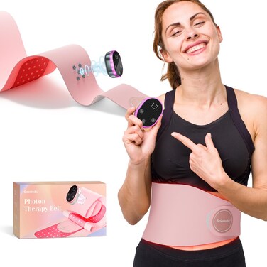 Scienlodic Red Light Therapy Belt - Rechargeable Infrared Light Therapy Device for Body - Vibration Wrap for Waist, Back, Belly, Thigh (Pink)
