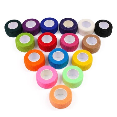 Self Adhesive Bandage Wrap Colored - ForTomorrow 16 Rolls 1 Inch X 5 Yards Small Elastic Cohesive Wrap Breathable Bandages Self-Adherent Vet Tape for Pets, Tattoo Grip, First Aid