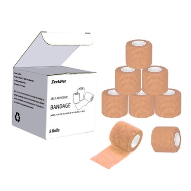 Self Adhesive Bandage Wrap, Sport &amp; Athletic Wrap Cohesive Bandage, Medical Tape in First Aid Kit Breathable Vet Wrap for Wounds, 2" X 5 Yards 8 Rolls (Skin)