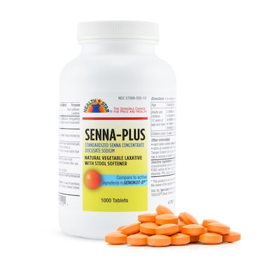 Senna Plus Laxative &amp; Stool Softener Tablets 50mg / 8.6mg Strength Natural Vegetable Stimulant Laxative  Gentle Constipation Relief  Docusate Sodium for Bowel Movement (1,000 Tablets