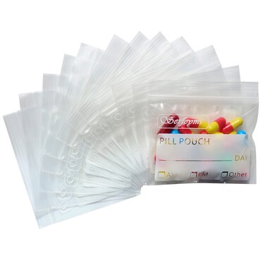 Serfeymi Pill Pouch Bags for Travel Pack of 540 BPA Free 3 x 2.75 inch Reusable Pill Pouches for Medicine with Write on Label Clear Ziplock Seal Waterproof AM PM Pill Baggies for Medicine Organizer