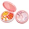 Serfeymi Small Pill Box - 3 Compartments Portable Pill Box for Purse Pocket, Compact Mini Travel Pill Case - Suitable for Medicine, Vitamin, Fish Oil, Supplements - Pink(Marble)