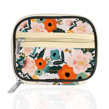 Serfeymi Weekly Travel Pill Organizer Case for Purse with Removable 7 Day Pill Box, Fashionable Pill Container for Medicine, Vitamin, Supplement - Bloom 01