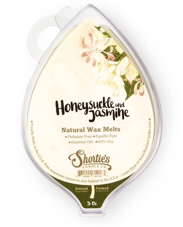 Shortie's Candle Company Honeysuckle Jasmine Natural Soy Wax Melts - 1 Highly Scented 3 Oz. Bar - Made with 100% Soy and Essential Fragrance Oils - Phthalate &amp; Paraffin Free, Vegan, Non-Toxic