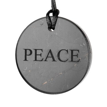 Shungite Pendants, Necklace and Amulets - Made of Authentic Russian c60 Stone - Engraved - 1.4 inches - Round Shape