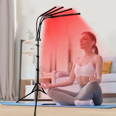 Shyineyou Red Light Therapy, 660nm &amp; 850nm &amp; 940nm Infrared Light Therapy with Stand, Height Adjustable &amp; Angle Adjustable &amp; Timer, 32W 180LEDs Infrared Light Therapy for Body (Black