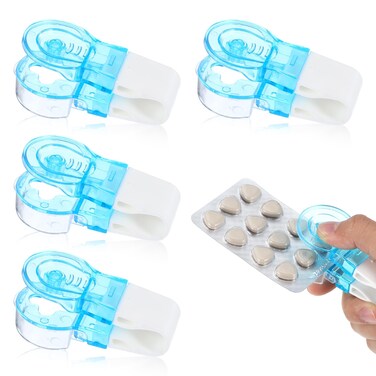 Sibba Portable Pill Taker 4PCS Blue Pill Taker Medicine Remover Opener Popper Assistance Travel Tablet Dispenser Pills Extractor Tool Household Gadgets Cute Pills Organizers for Nurses Pill Punchers