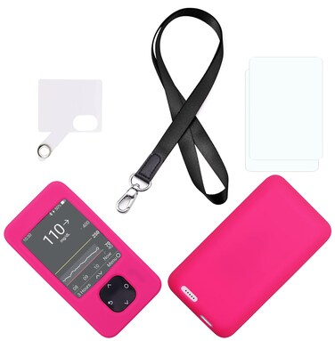 Silicone case for Dexcom G7 &amp; G6 Receiver (Includes Lanyard + Lanyard Patch + Screen Protector) (Hpink)