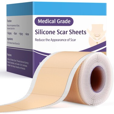 Silicone Scar Tape for Surgical Scars - 1.6" x 120" 300CM Roll - Reusable - Ultra Thin &amp; Soft Scar Sheets for C-Sections, Tummy Tuck, Keloids, Scar Treatment Both Old and New Scars - 1 Pack